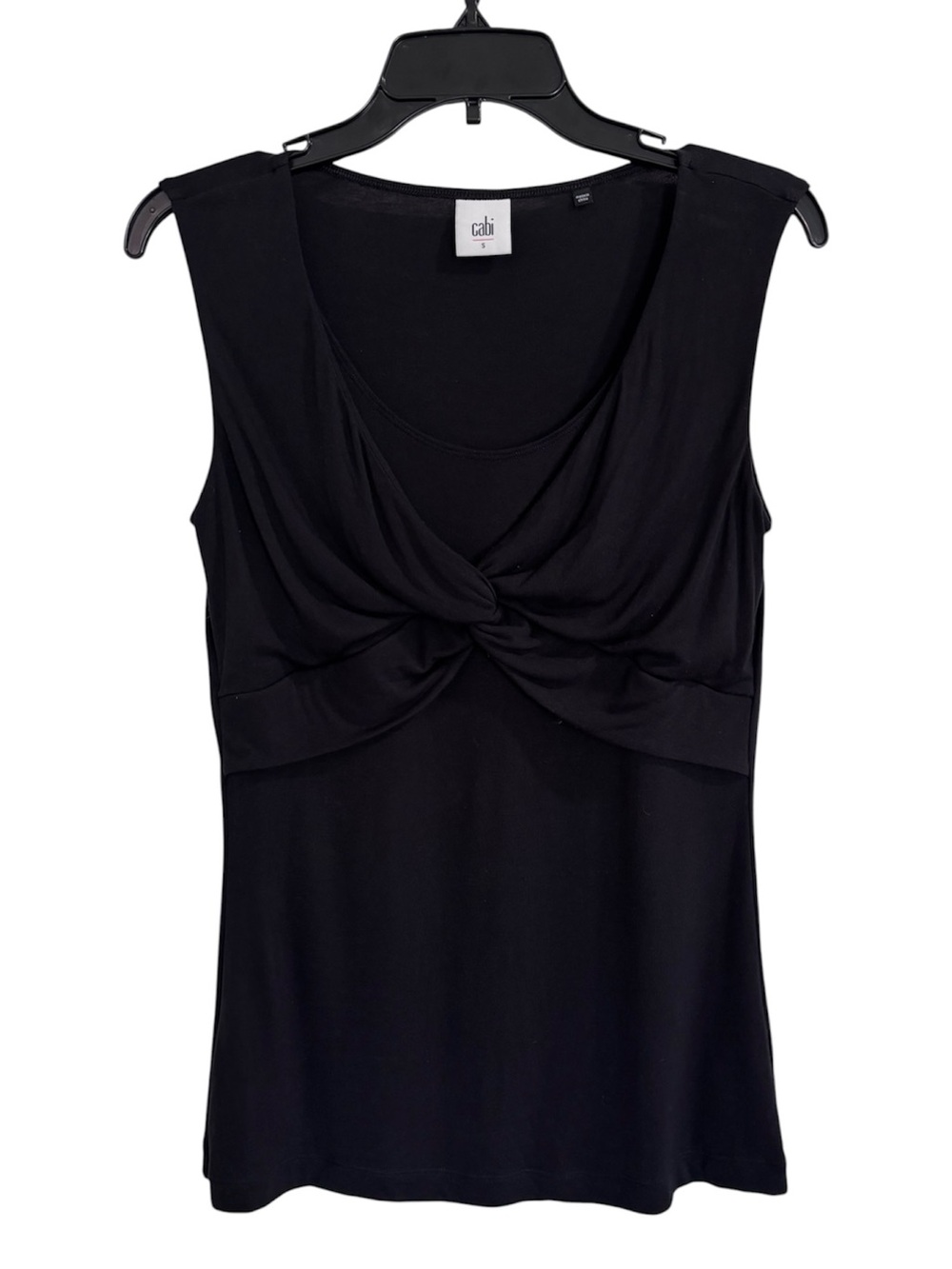 Cabi 3633 Show Off Twist Front Black Sleeveless Top Stretchy Women’s Size Small